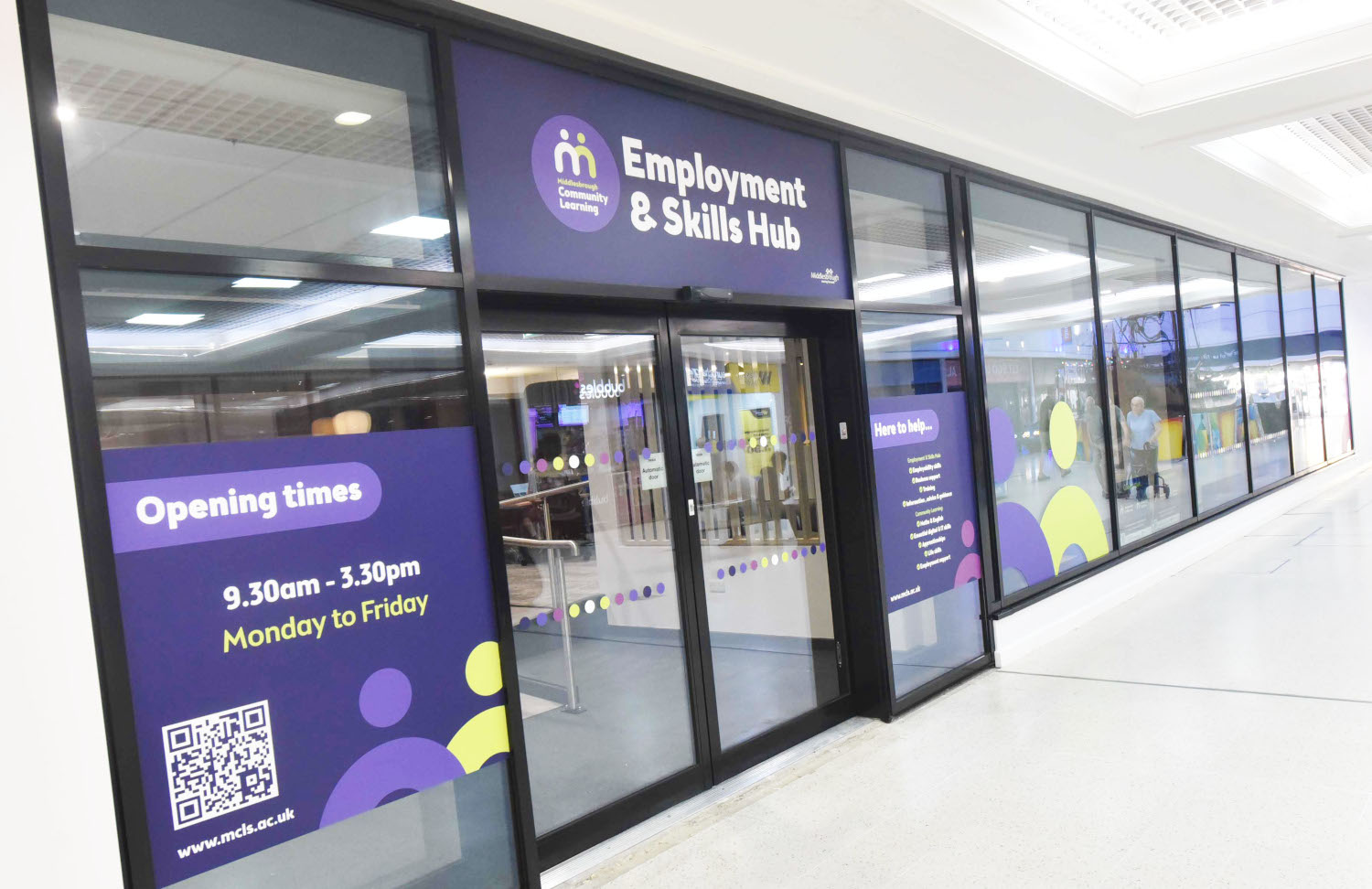 The entrance to the Employment and Skills Hub in the Cleveland Centre